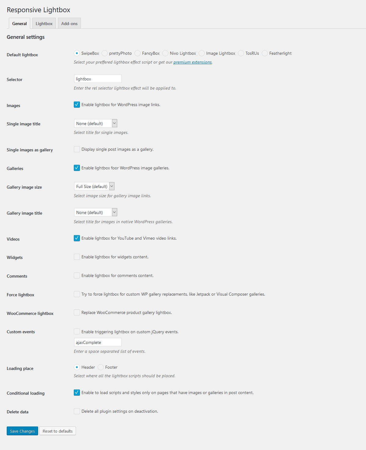 Responsive Lightbox Popup wordpress