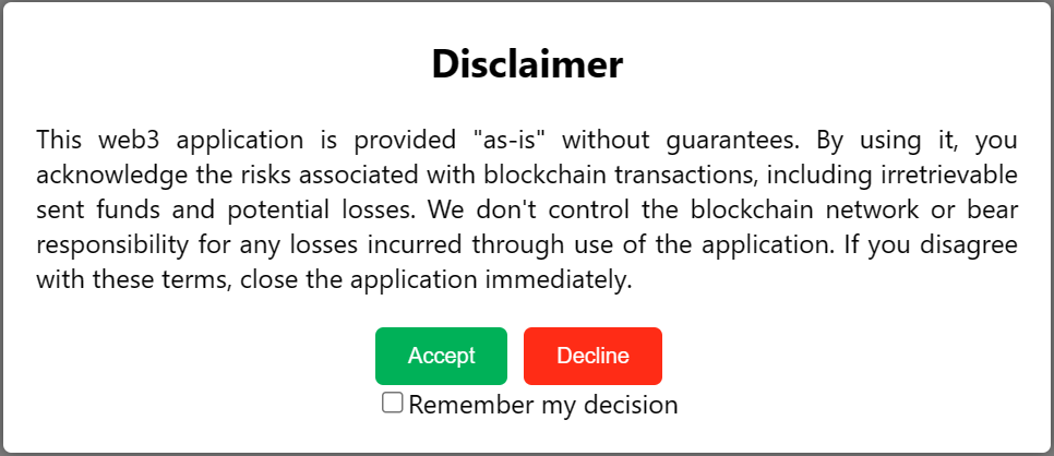 Disclaimer Popup