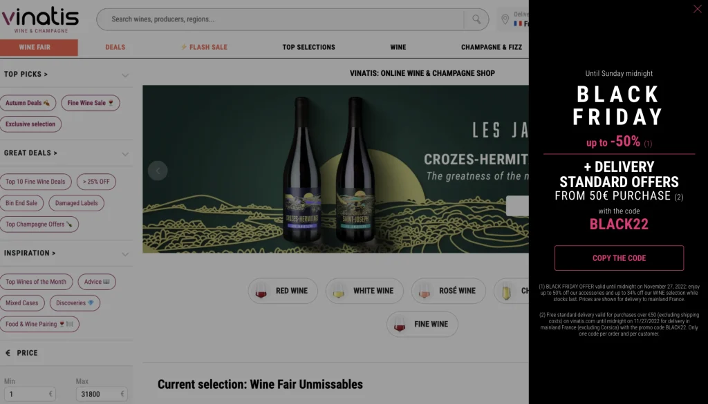 Vinatis - alert popups in wordpress - PeopleGoal