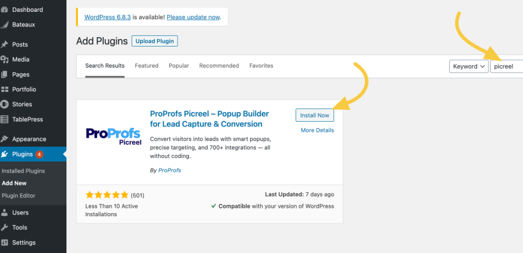 Picreel WordPress Login
