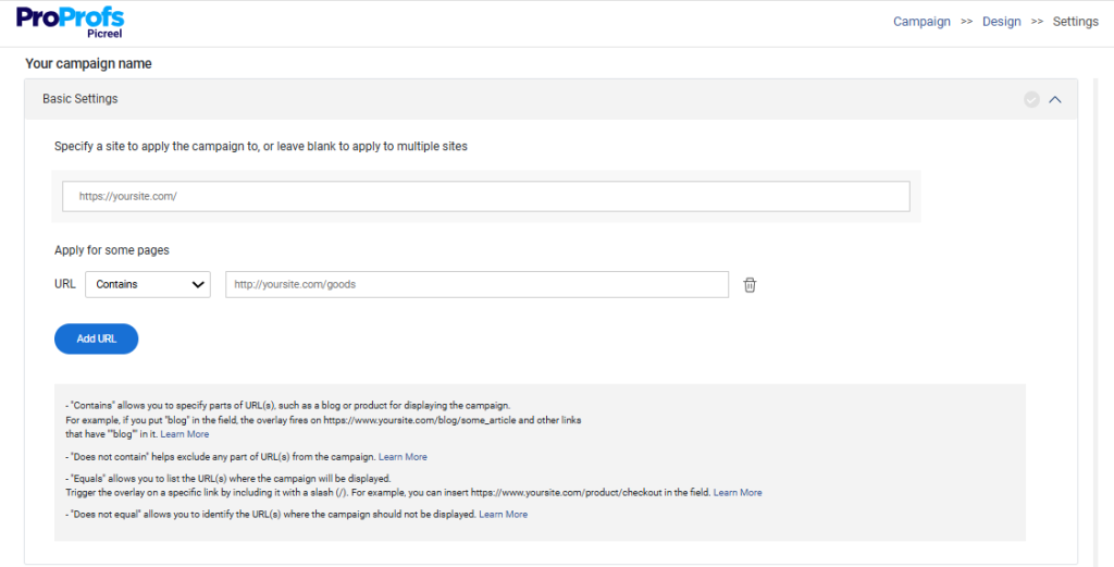 Page Targeting for Picreel