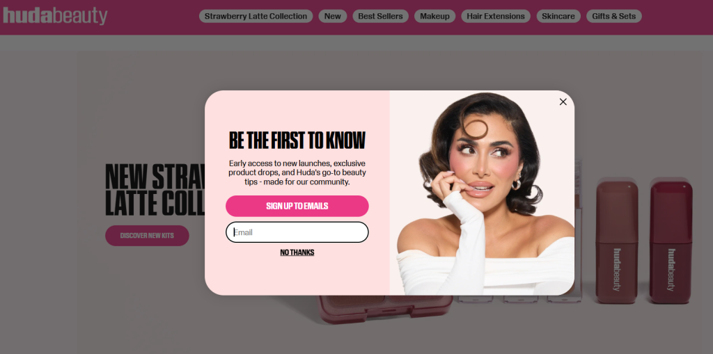 Interstitial Popup Example of Huda Beauty