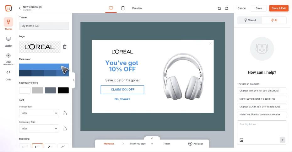 OptiMonk: Best for Ecommerce Personalization and Segmented Campaigns
