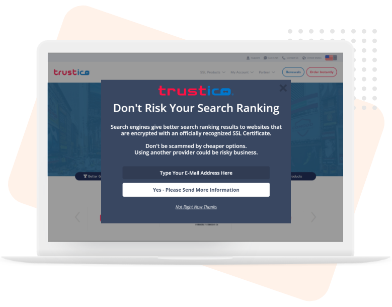 picreel popup used by trustico