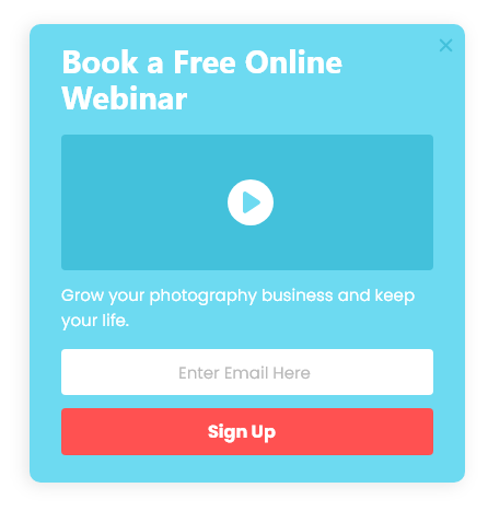 popup form for book a webinar